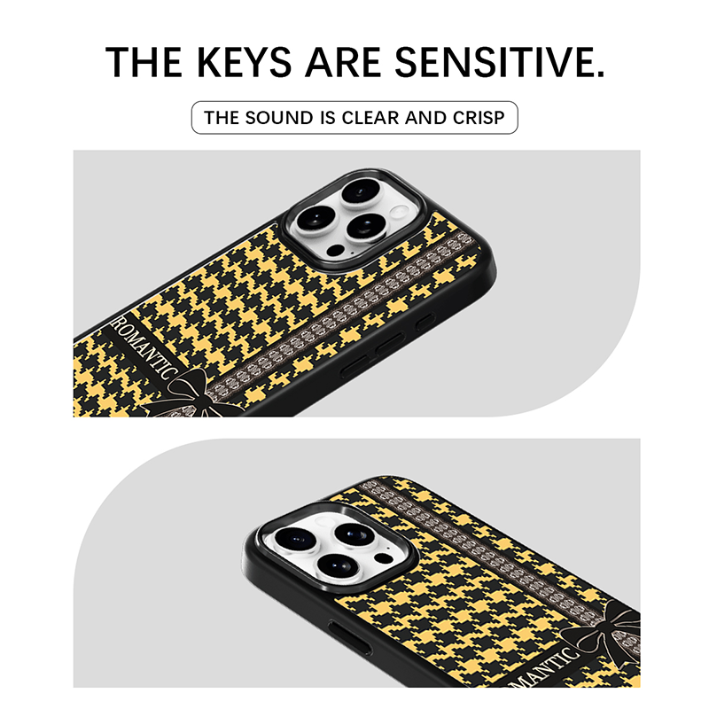 Case & Plate Series - Black & Yellow Houndstooth Romantic Case