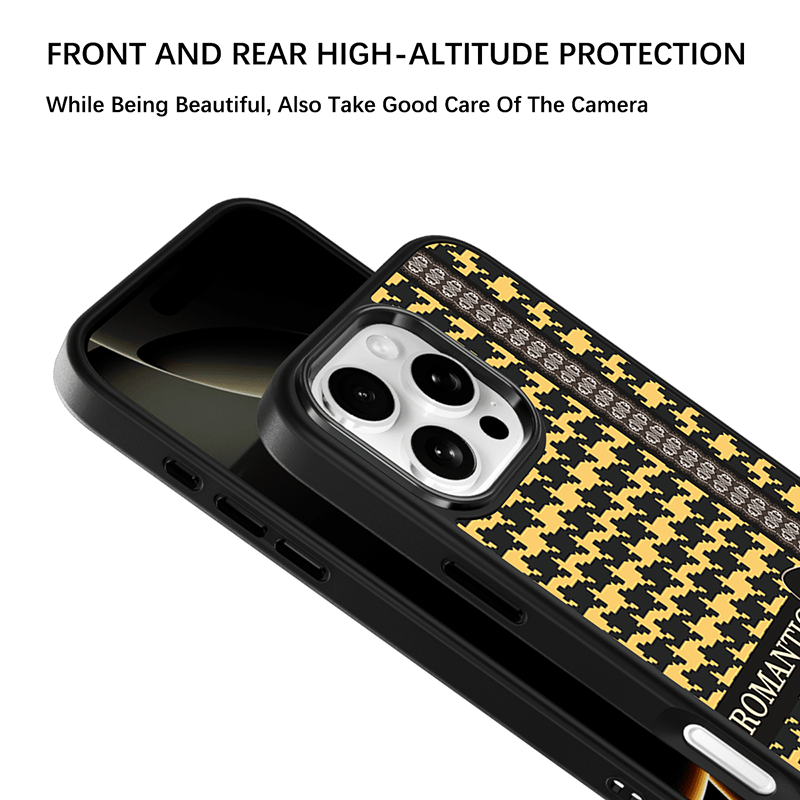 Case & Plate Series - Black & Yellow Houndstooth Romantic Case