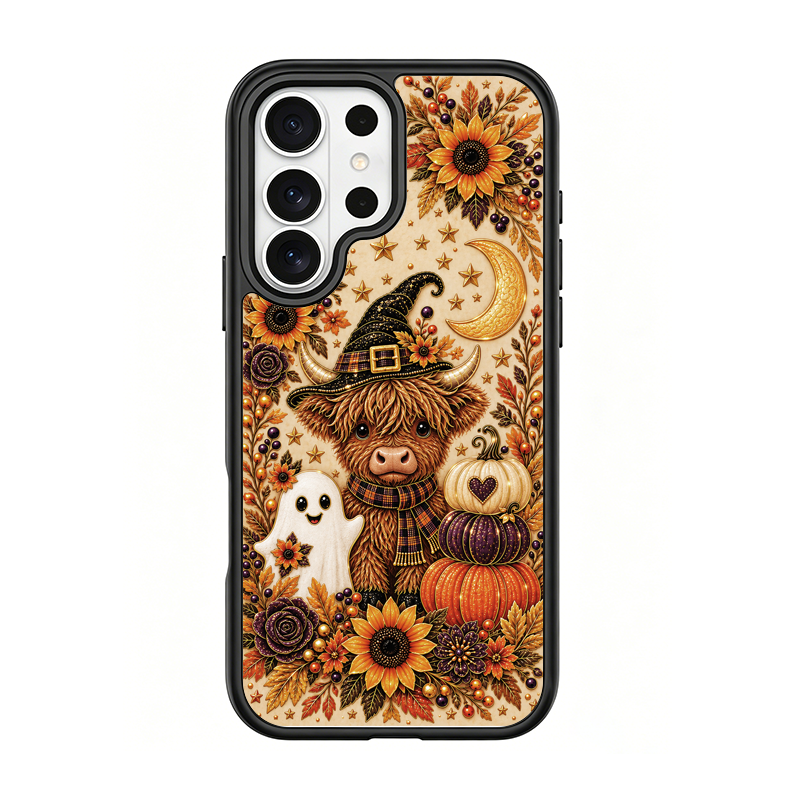 Autumn Highland Cow Witch Black phone case for Samsung S25 Ultra
