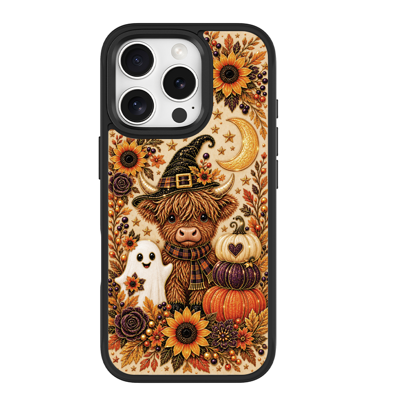 Autumn Highland Cow Witch Black phone case for iPhone 16 Pro
