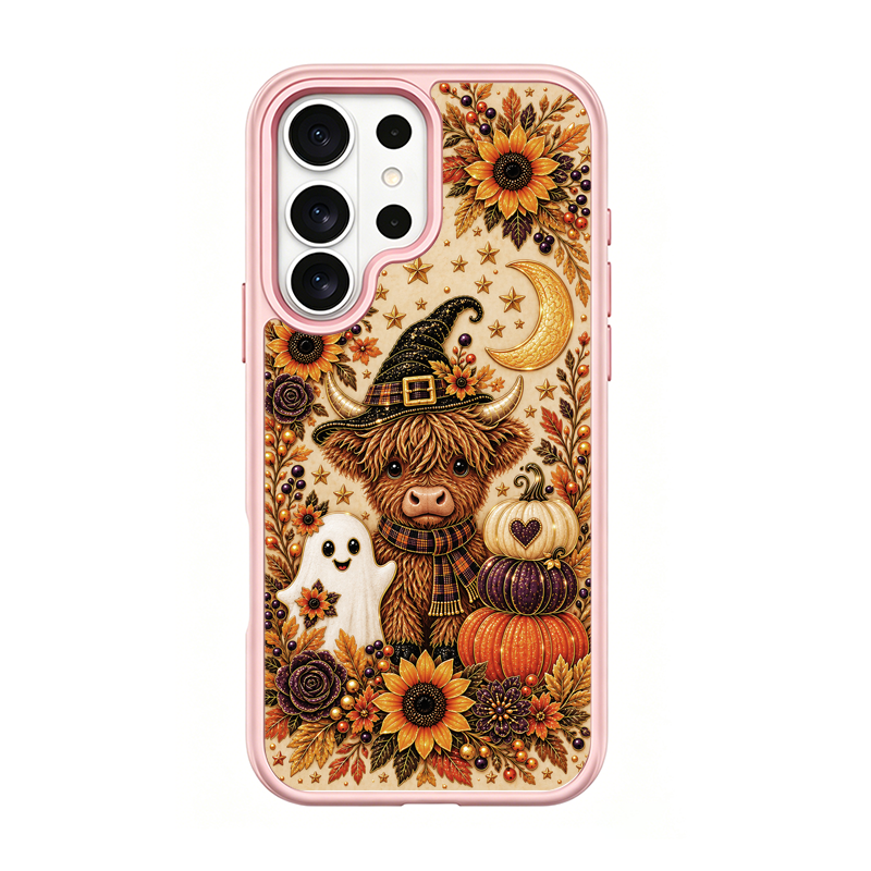 Autumn Highland Cow Witch Pink phone case for Samsung S25 Ultra