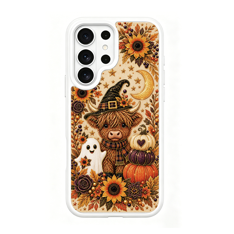 Autumn Highland Cow Witch White phone case for Samsung S25 Ultra