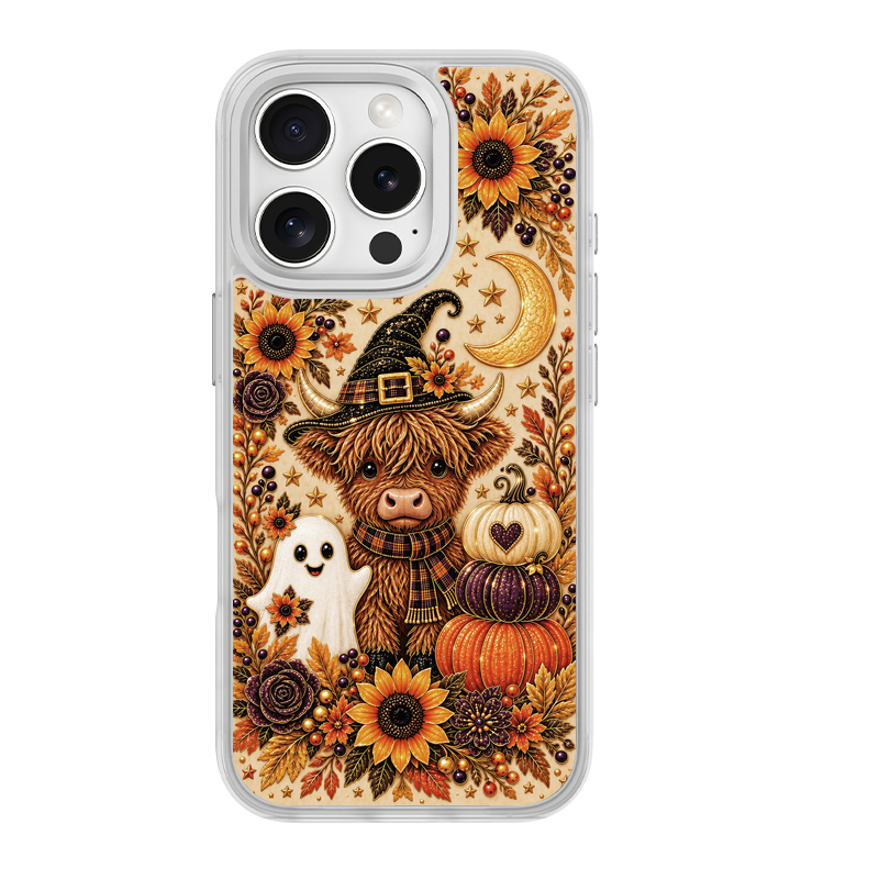 Autumn Highland Cow Witch White phone case for iPhone 16 Pro Max