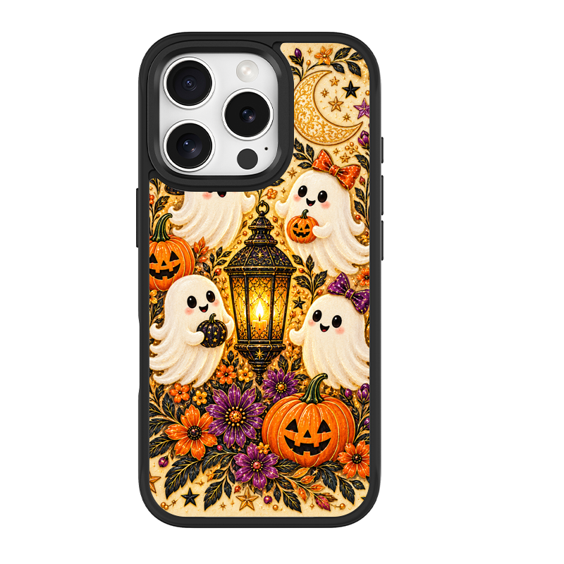 Cute Ghost Lantern Black phone case for iPhone 16 Pro Max