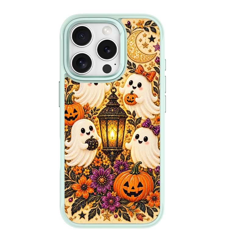 Cute Ghost Lantern Green phone case for iPhone 16 Plus