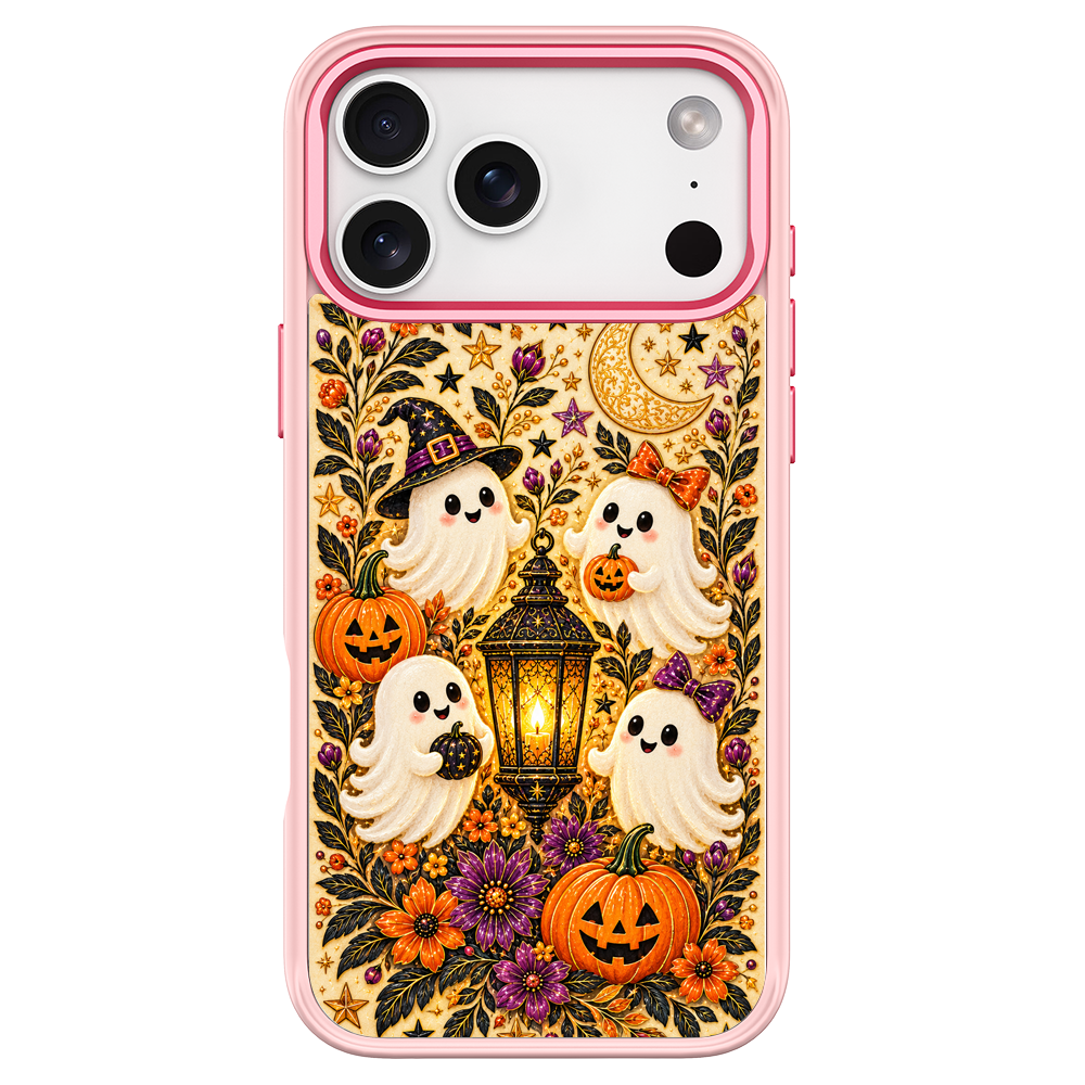 Cute Ghost Lantern Pink phone case for iPhone 17