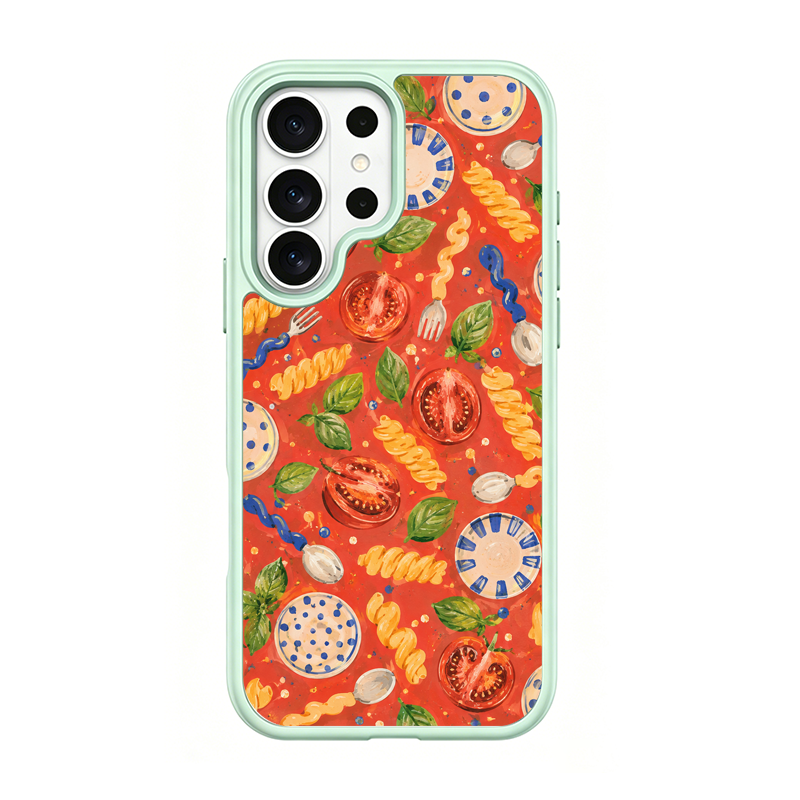 Doodle Dinner Green phone case for Samsung S26 Ultra