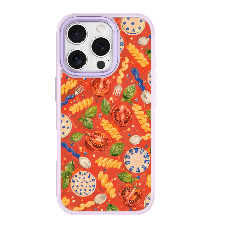 Doodle Dinner Purple phone case for iPhone 15