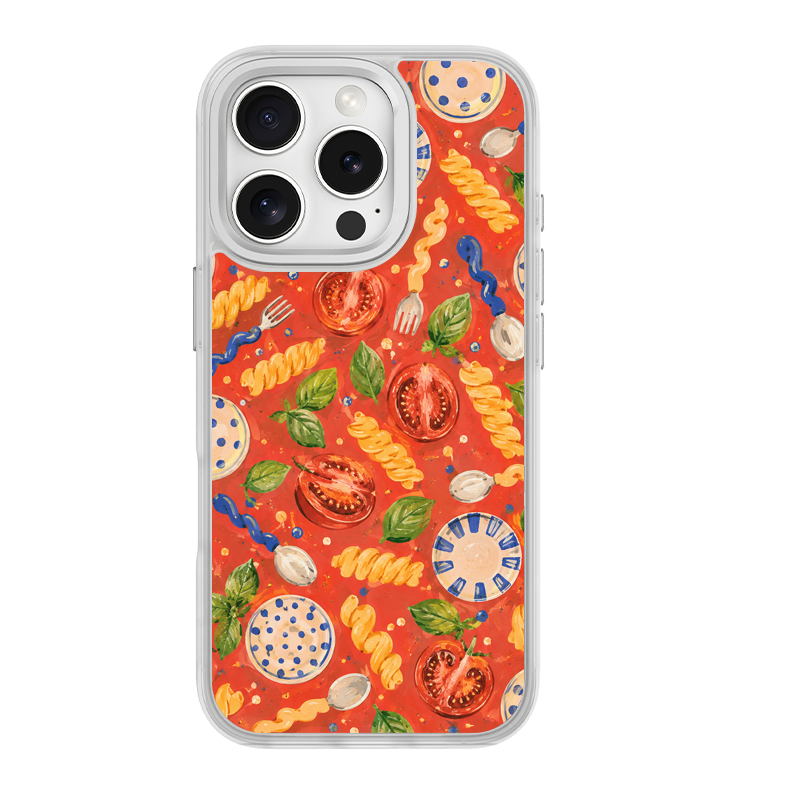 Doodle Dinner White phone case for iPhone 16
