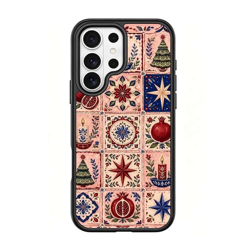 Folk Tile Fest Black phone case for Samsung S25 Ultra