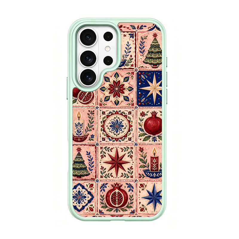 Folk Tile Fest Green phone case for Samsung S25 Ultra