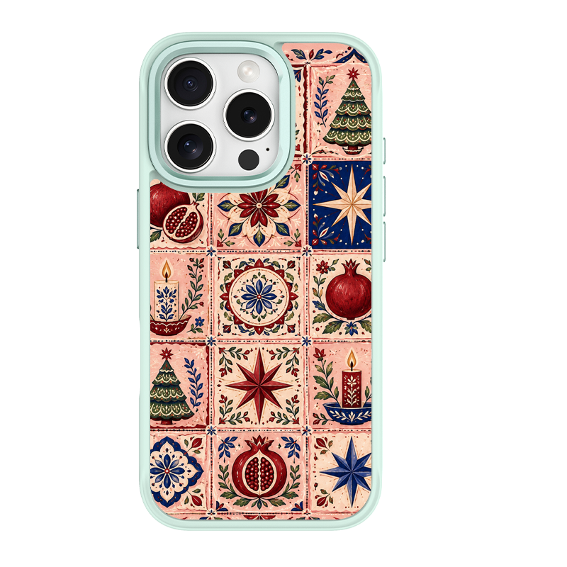 Folk Tile Fest Green phone case for iPhone 16 Plus