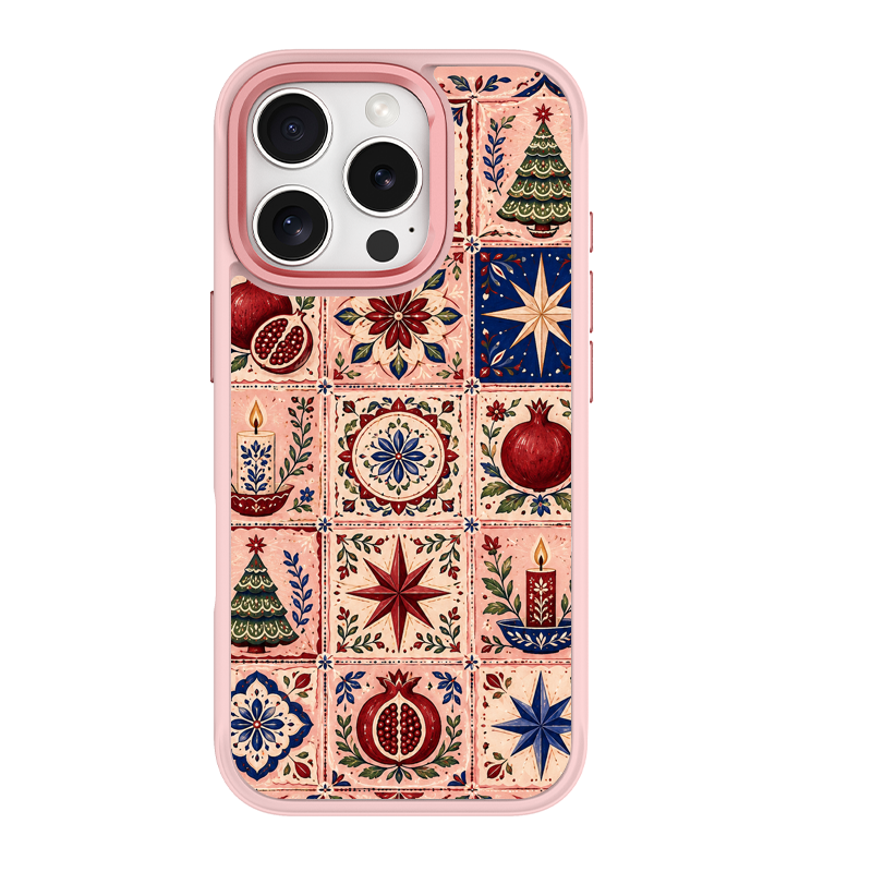 Folk Tile Fest Pink phone case for iPhone 16 Pro Max