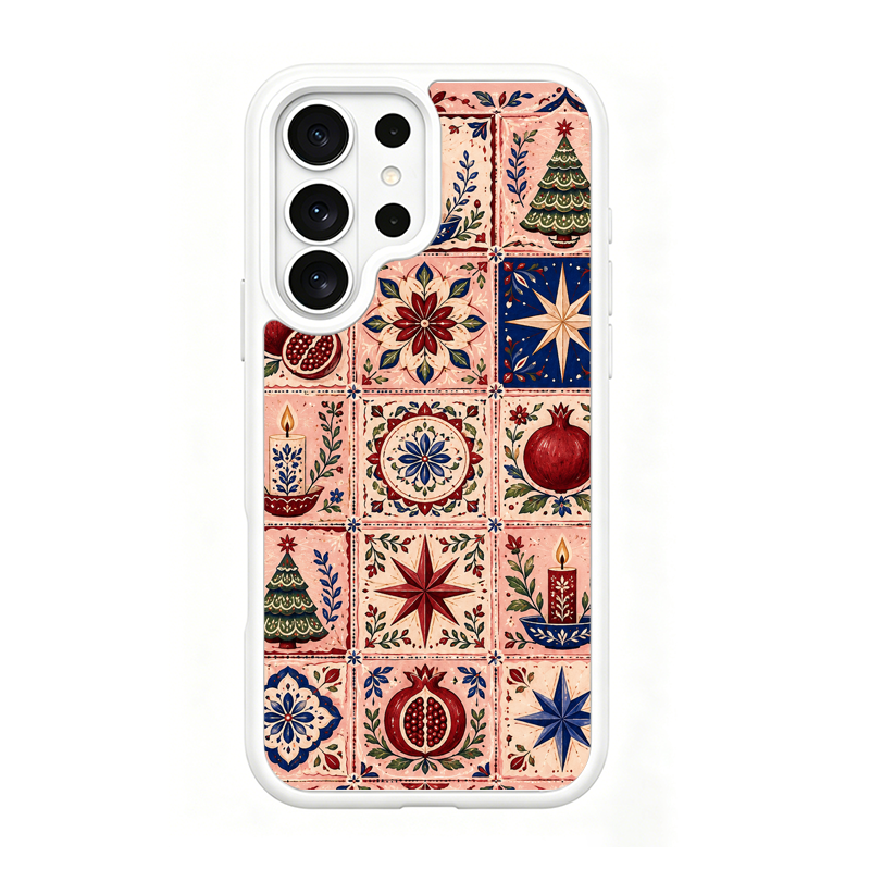 Folk Tile Fest White phone case for Samsung S25 Ultra