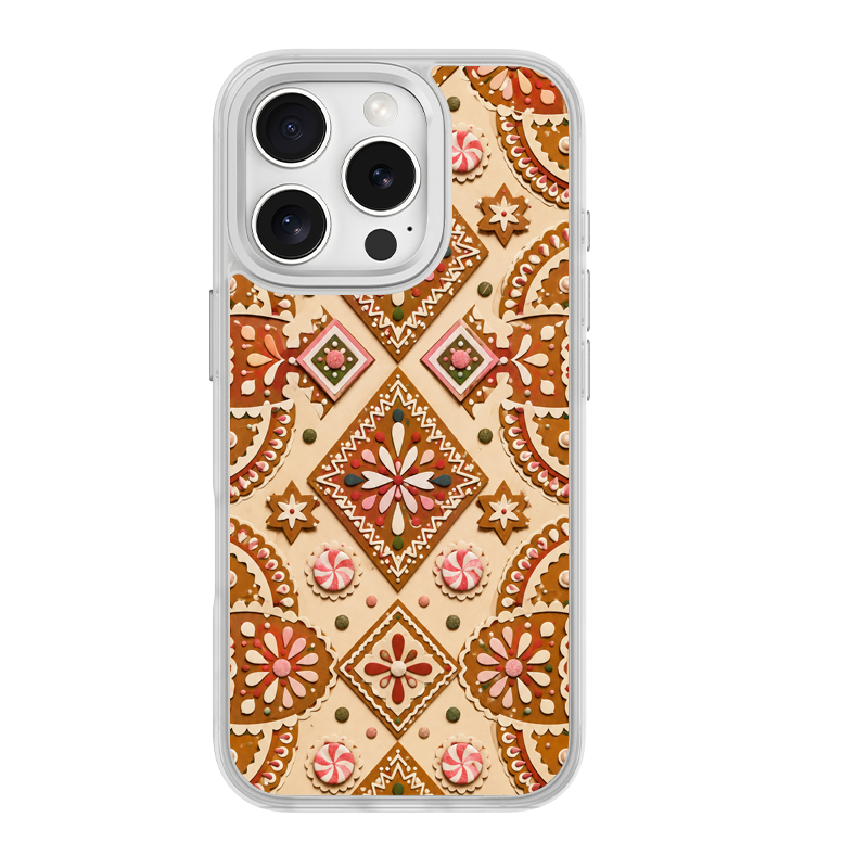 Gingerbread Geometry White phone case for iPhone 15 Plus