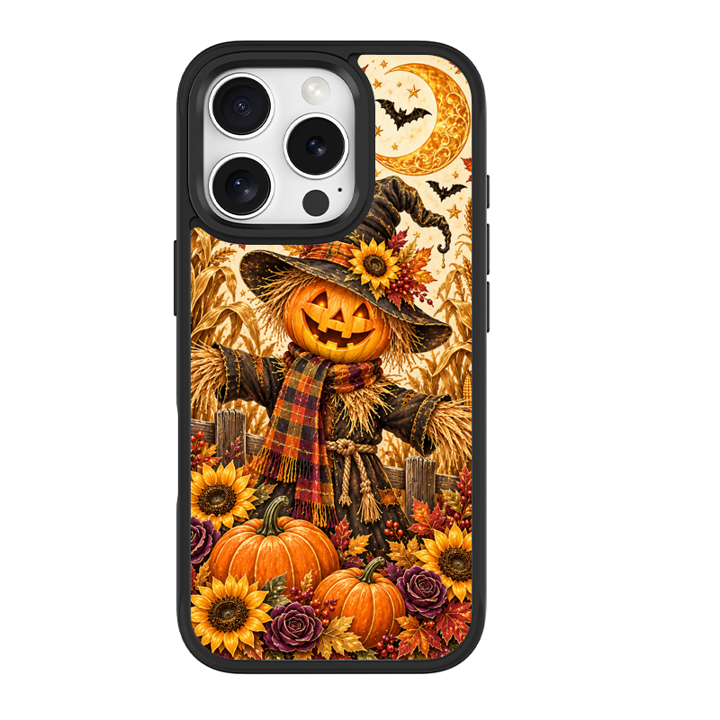 Moon Scarecrow Pumpkin Black phone case for iPhone 16 Plus