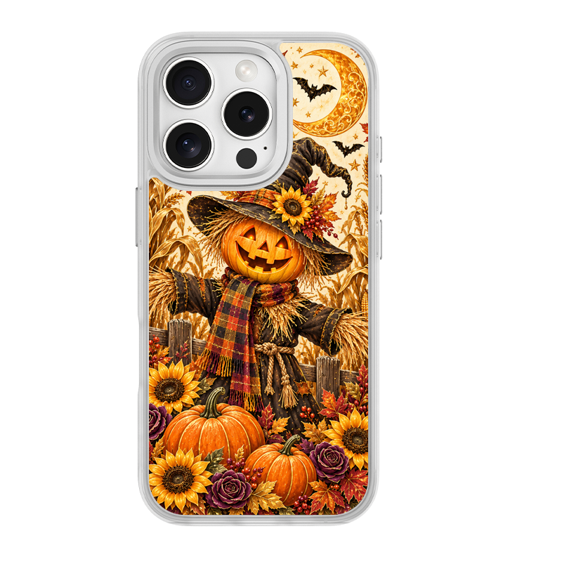 Moon Scarecrow Pumpkin White phone case for iPhone 15