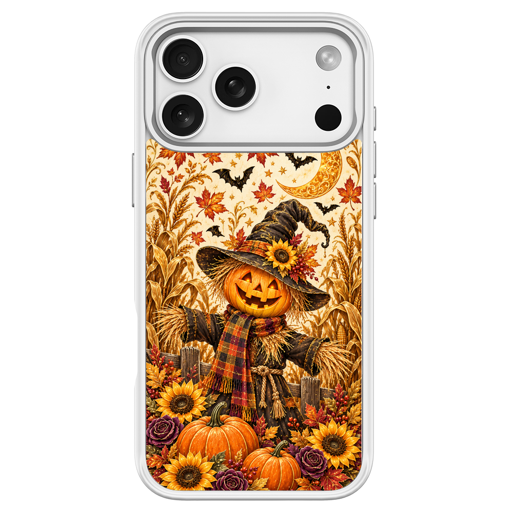 Moon Scarecrow Pumpkin White phone case for iPhone 18 Pro