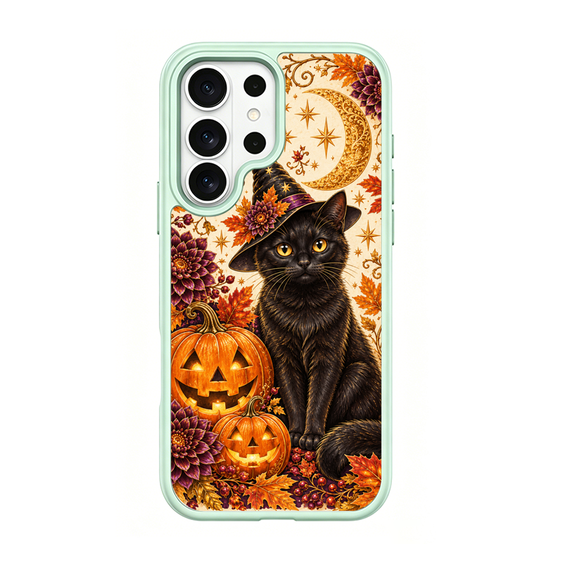 Moon Witch Black Cat Green phone case for Samsung S26 Ultra