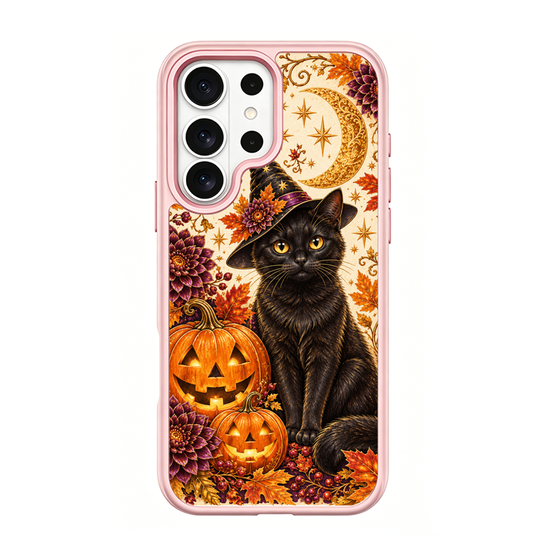 Moon Witch Black Cat Pink phone case for Samsung S25 Ultra