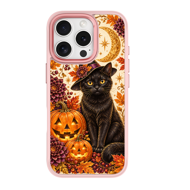 Moon Witch Black Cat Pink phone case for iPhone 16 Plus