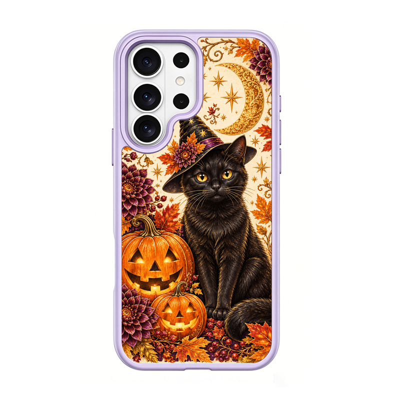 Moon Witch Black Cat Purple phone case for Samsung S25 Ultra
