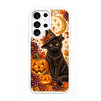 Moon Witch Black Cat White phone case for Samsung S25 Ultra