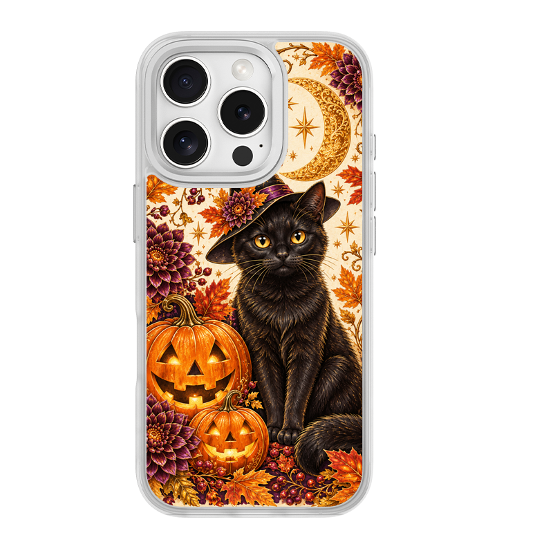 Moon Witch Black Cat White phone case for iPhone 15 Plus