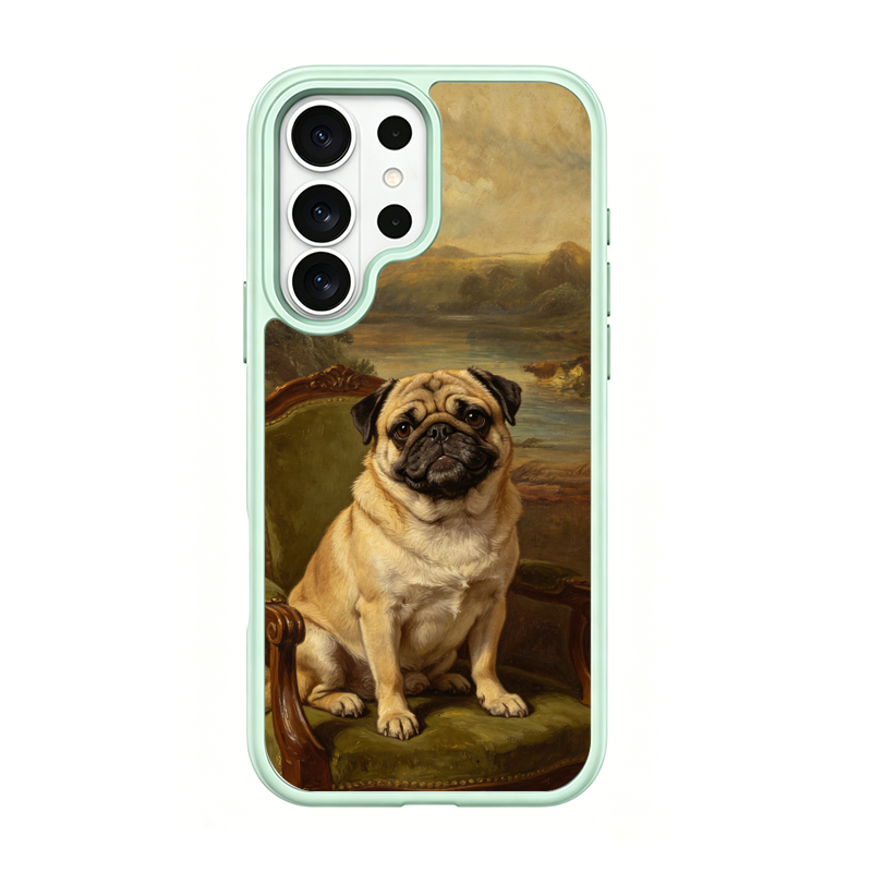 Noble Pug Portrait Green phone case for Samsung S26 Ultra