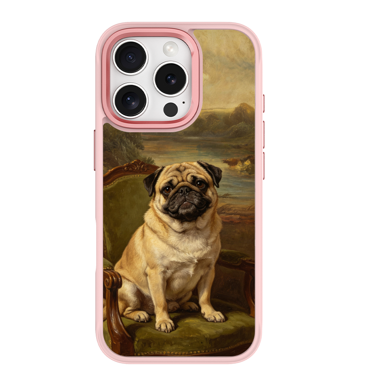 Noble Pug Portrait Pink phone case for iPhone 15 Plus