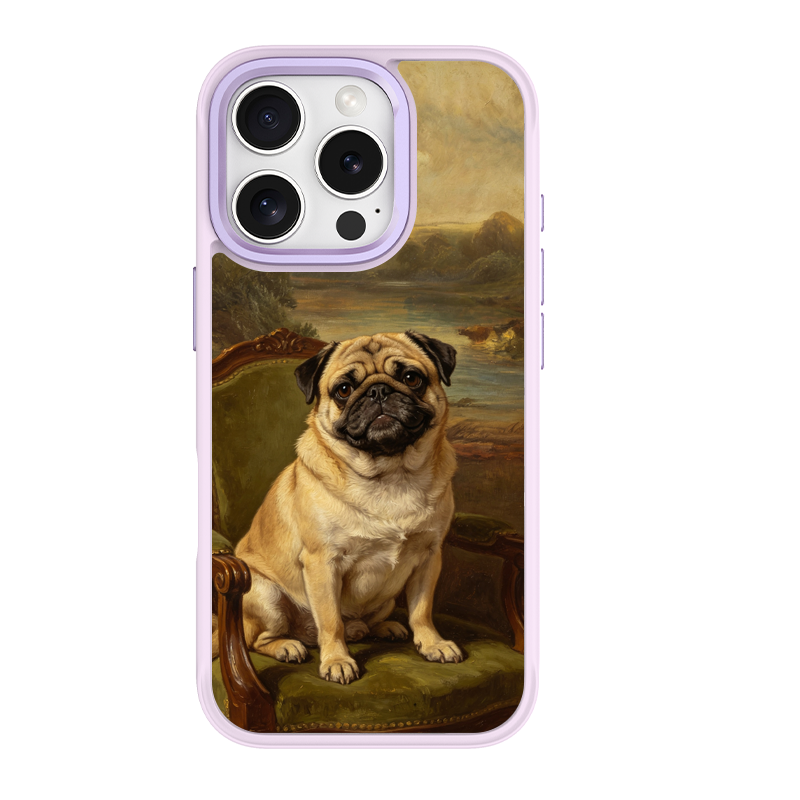 Noble Pug Portrait Purple phone case for iPhone 15 Plus