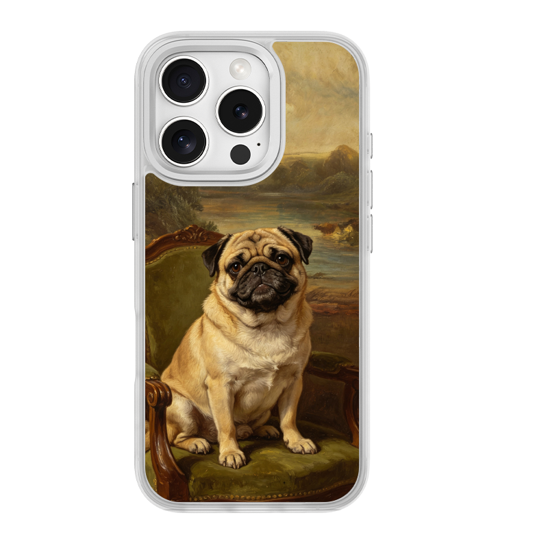 Noble Pug Portrait White phone case for iPhone 16 Pro