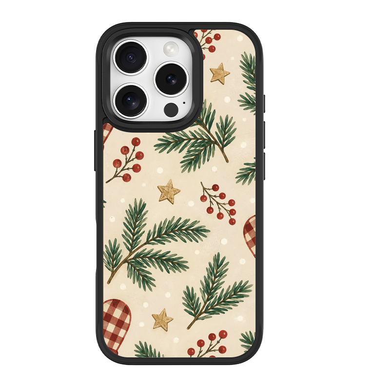 Nordic Sprig Black phone case for iPhone 16