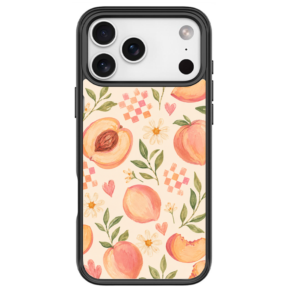 Peach Patchwork Black phone case for iPhone 18 Pro Max