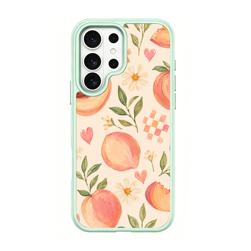 Peach Patchwork Green phone case for Samsung S25 Ultra