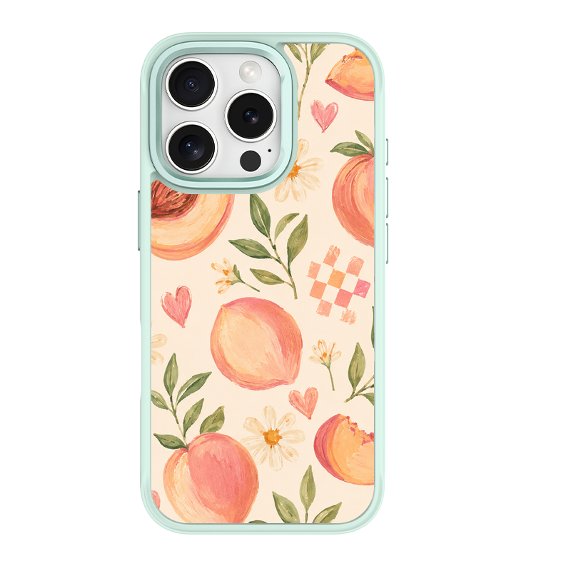 Peach Patchwork Green phone case for iPhone 16 Plus