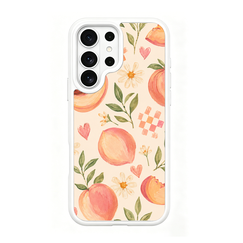 Peach Patchwork White phone case for Samsung S26 Ultra