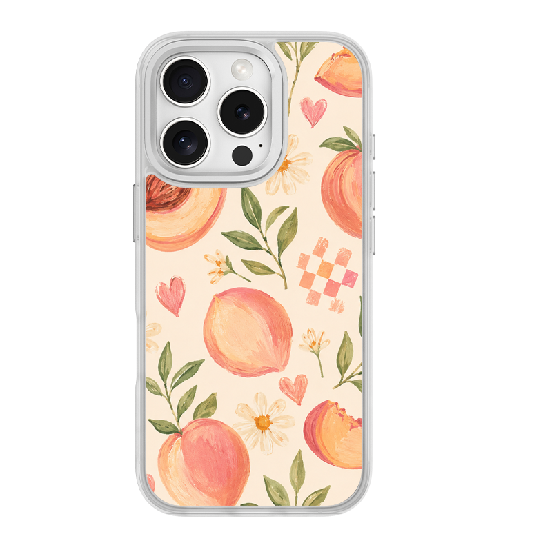 Peach Patchwork White phone case for iPhone 16 Pro Max