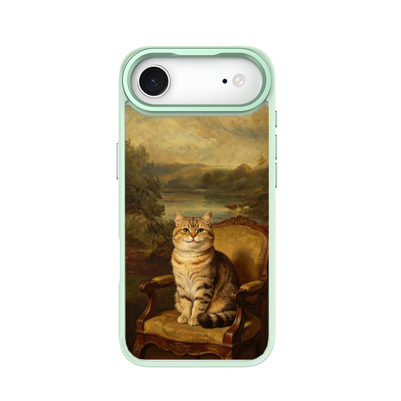 Regal Tabby Cat Portrait Green phone case for iPhone 17 Air