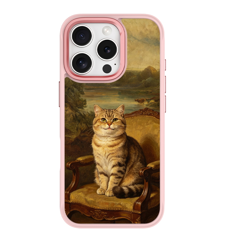 Regal Tabby Cat Portrait Pink phone case for iPhone 15 Plus