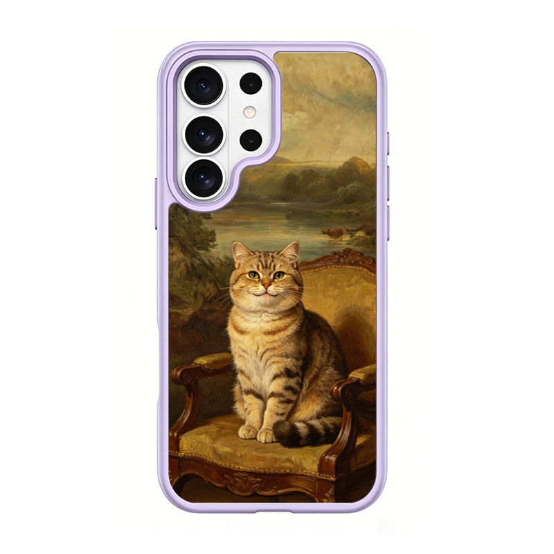 Regal Tabby Cat Portrait Purple phone case for Samsung S26 Ultra