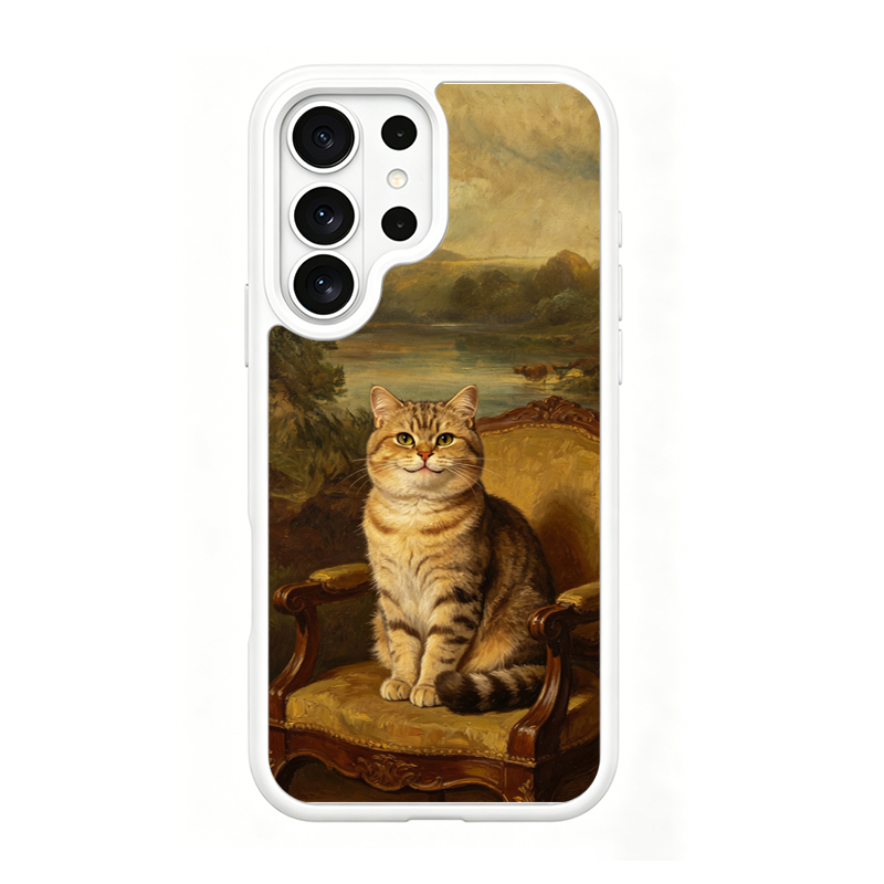 Regal Tabby Cat Portrait White phone case for Samsung S26 Ultra