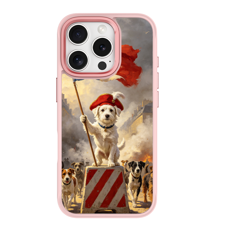 Revolution Pup, dog Uprising Pink phone case for iPhone 16 Pro Max