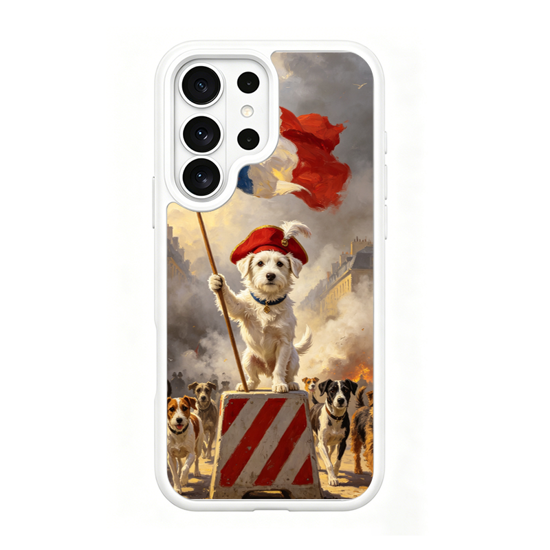 Revolution Pup, dog Uprising White phone case for Samsung S25 Ultra