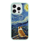 Starry Night Corgi Green phone case for iPhone 15 Pro
