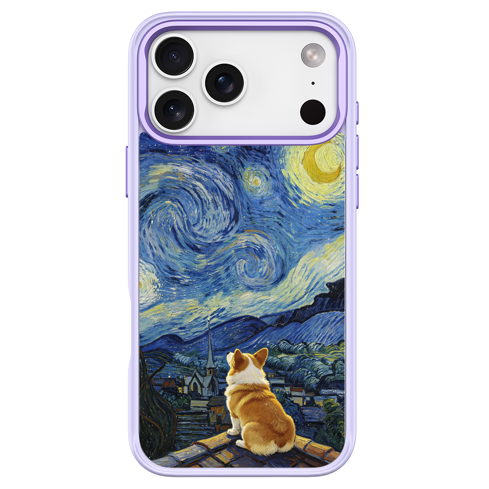 Starry Night Corgi Purple phone case for iPhone 17 Pro Max