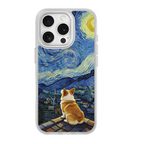 Starry Night Corgi White phone case for iPhone 16 Pro Max