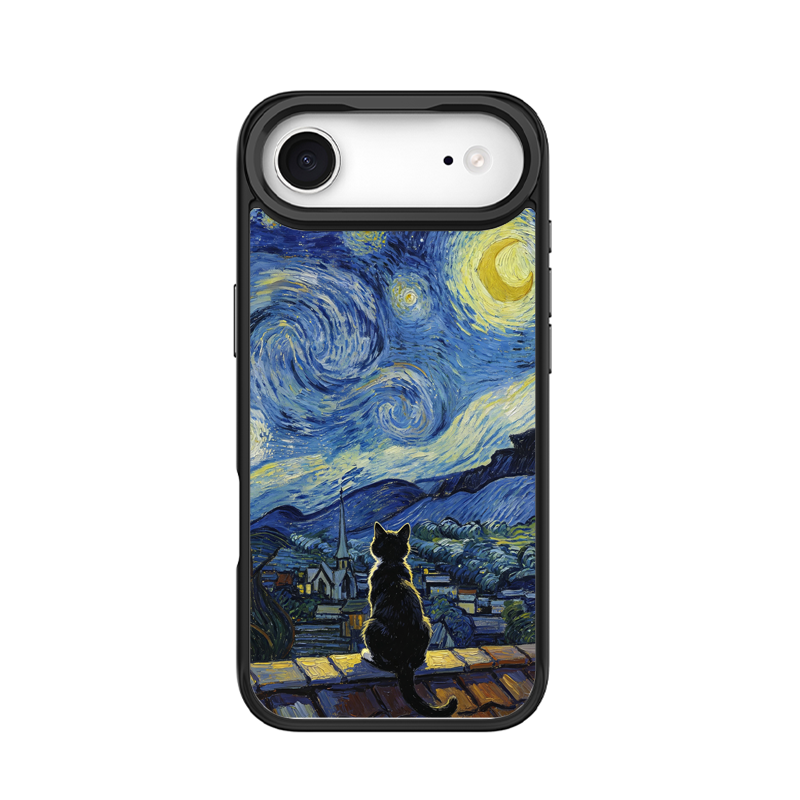 Starry Night Tuxedo Cat Black phone case for iPhone 17 Air