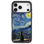 Starry Night Tuxedo Cat Black phone case for iPhone 17 Pro