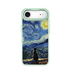 Starry Night Tuxedo Cat Green phone case for iPhone 17 Air